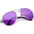 thumbnail image 4 of Classic Metal Frame Colored Teardrop Lens Aviator Sunglasses 57mm (Silver / Purple), 4 of 4