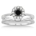 thumbnail image 2 of 1.25 Carat Round Cut Black Diamond Moissanite Bridal Set Halo in 10K White Gold, Promise Ring, Anniversary Ring, 2 of 2