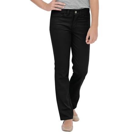 Stretch Cotton Straight Leg Pants - Genuine Dickies School Uniform Skinny Fit Straight Leg 5-Pocket Stretch Twill Pants (Big Girls)
