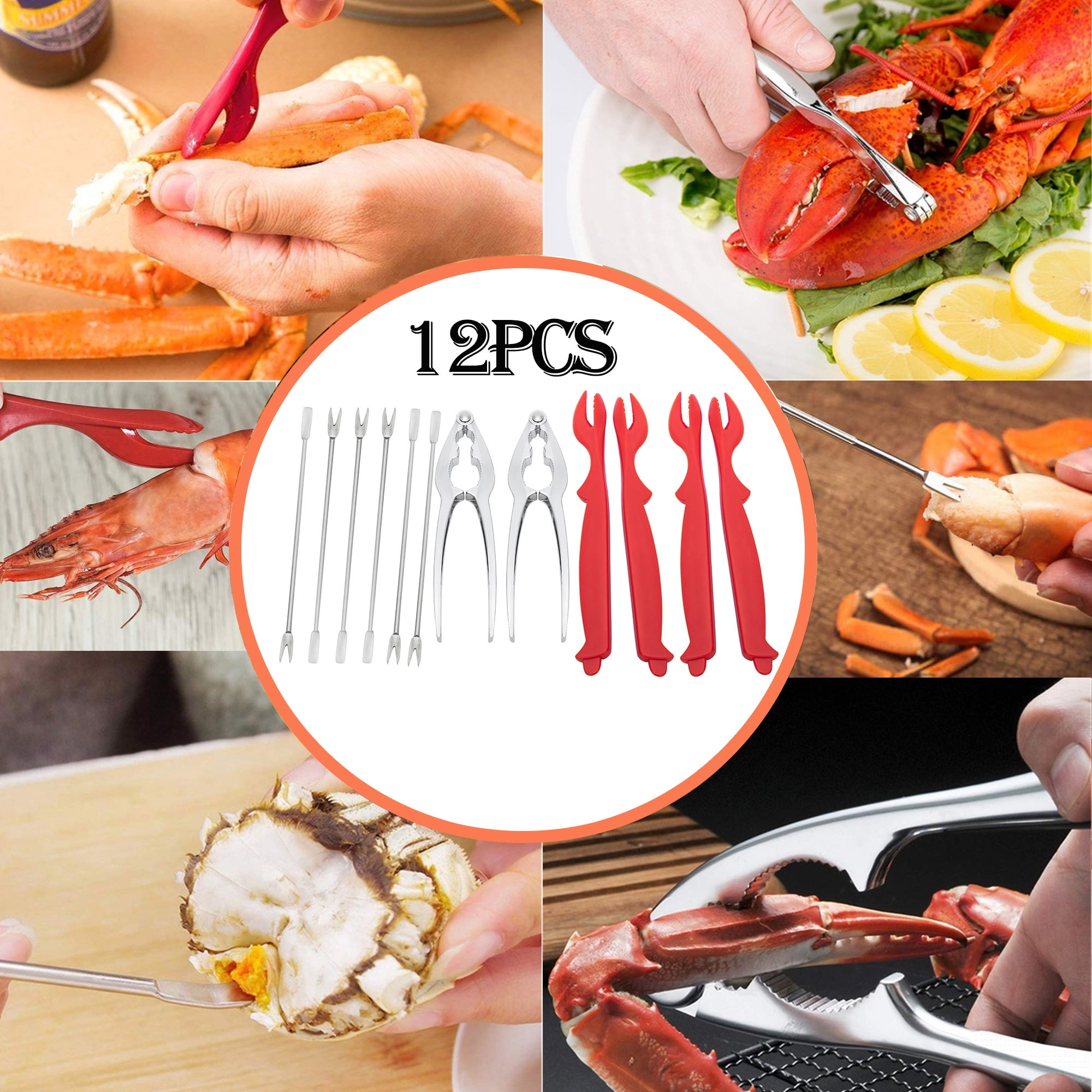 Crab Leg Crackers and Seafood Tool 2 Pcs Stainless Steel Seafood Forks /& Picks Nut Cracker Set Dishwasher-Safe Included 4 Pcs Crab Leg Cracker Tools