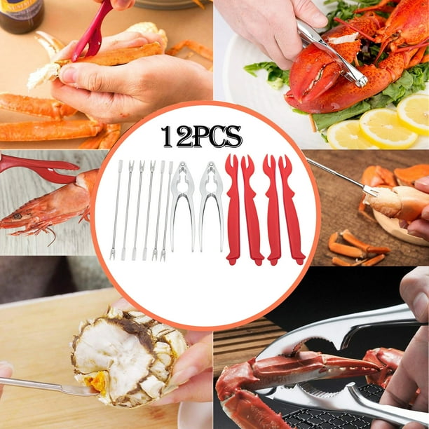 12piece Seafood Tools Set includes 2 Crab Crackers, 4 Lobster Shellers