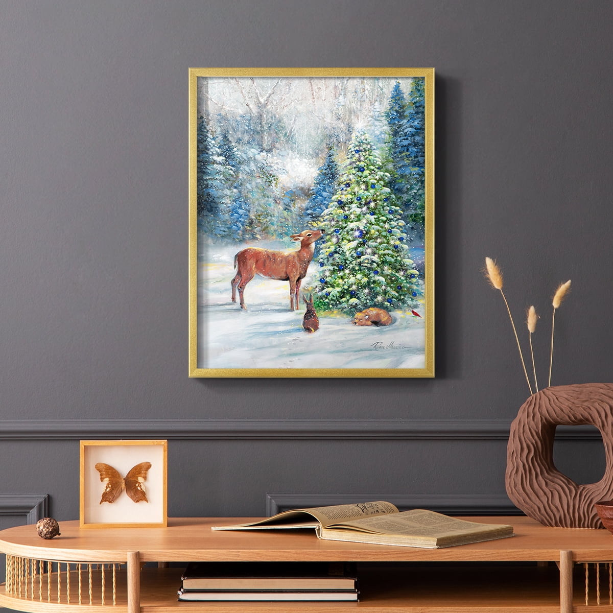 Winter Gathering Framed Print - Solid Wood in Single Picture Frame Solid Wood 2 Framed Print