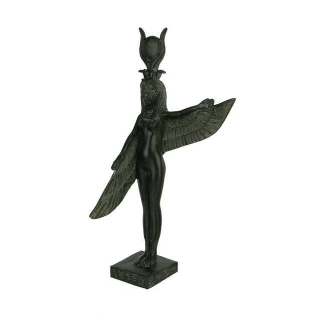 Statue de Déesse Égyptienne Ailée Finition Pierre Verte
