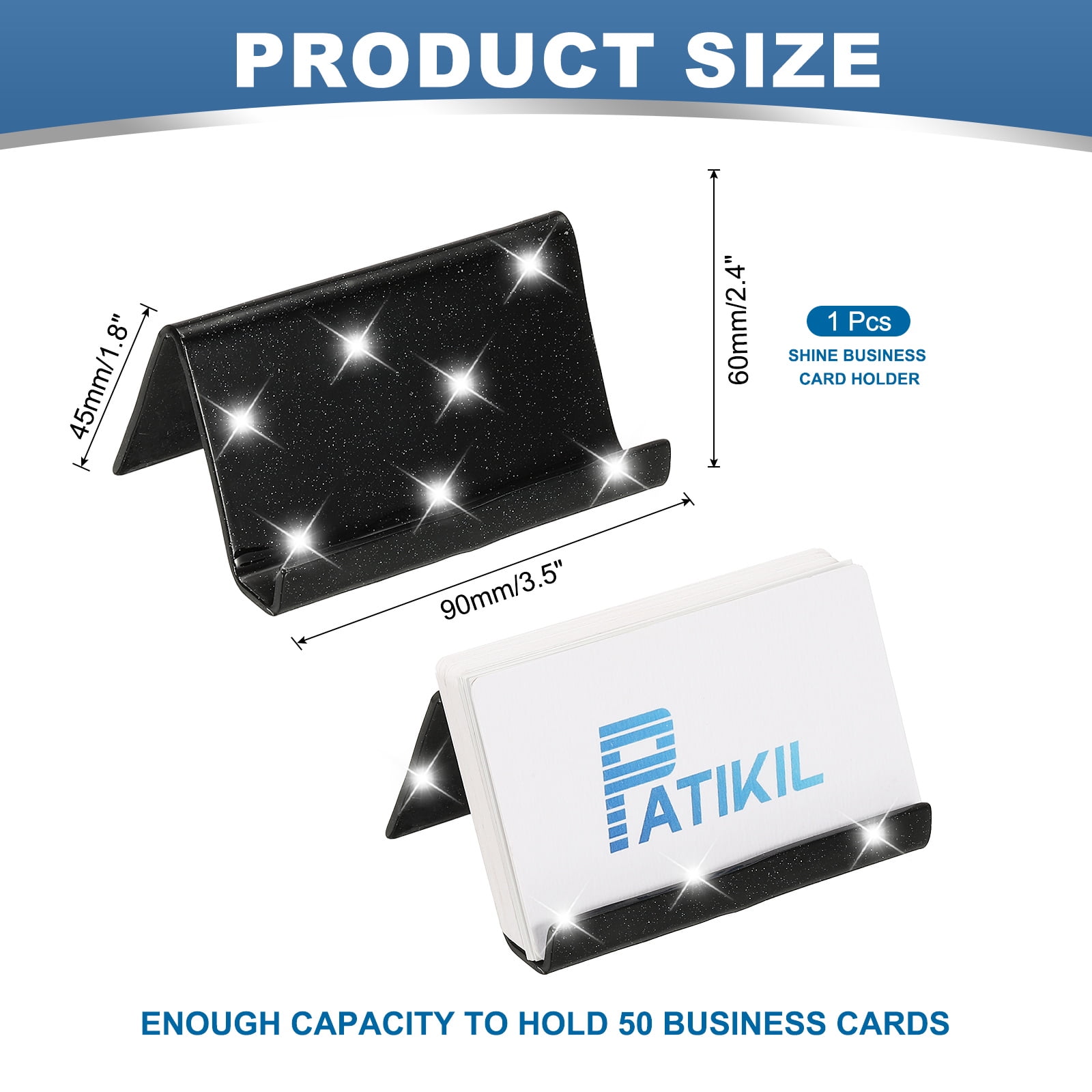 Unique Bargains Business Card Holder for Desk Shine Card Stand Organizer Display Black