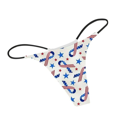 Yuhangmm Womens Sexy Independence Day Plaid Printed Breathable Underwear Thong Underwear Lingerie Sexiest Lingerie for Women