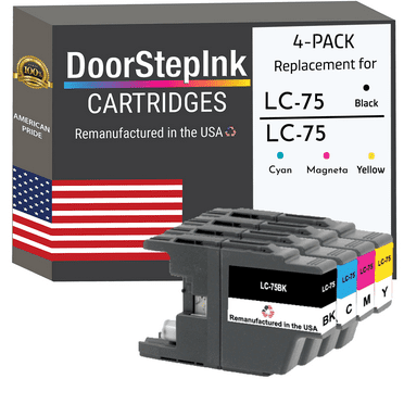 Remanufactured DoorStepInk Ink Cartridges for Brother LC75 Black, Cyan, Magenta and Yellow (4Pack)