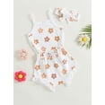 thumbnail image 3 of Coduop Newborn Baby Girls 3Pcs Outfit Set,Short Sleeve Romper and Shorts 3 Piece Clothes Set, 3 of 8