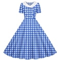 thumbnail image 2 of Women's Vintage Plaid Collar Short Sleeve A-Line Midi Dress, 2 of 6