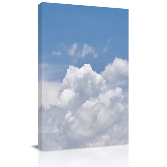 Canvas Wall Art, Clouds Framed Canvas Prints for Living Room Bedroom, Blue White Sky Natural Landscape Extra Large Gallery Wrapped Wall Decor for Home Office, Gifts, 24"x36" Ship Next Day