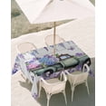 thumbnail image 3 of 60x120 Inch Outdoor Tablecloth with Umbrella Hole Zipper Rectangle Purple Flowers Rectangular Tablecloths Outside Waterproof Weeping Spring Floral Truck Butterfly Wooden Patio Table Cover for Picnic, 3 of 8