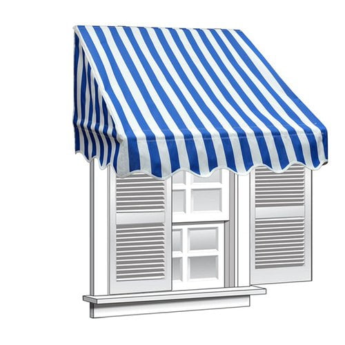 Aleko 6 X 2 Window Awning Door Canopy Blue And White Striped Color Walmart Com