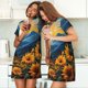 thumbnail image 4 of Fotbe Elegant Sunset Sunflower Bata de Dormir para Mujer con Estampado, Camisón de Algodón de Manga Corta, Ropa de Dormir Casual, 4 of 6