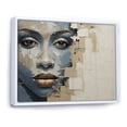 thumbnail image 2 of Designart "Collage Of An African Woman In Blue And Beige I" Africa Floater Framed Wall Art Living Room, 2 of 5