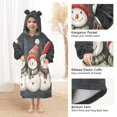 thumbnail image 3 of FORMRS Wearable Blanket Hoodie with Sleeves for Kids Cozy Flannel Sweatshirt, Red Snowmen, 3 of 7