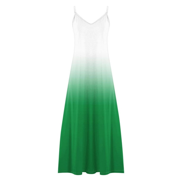 ZQUUVOU Women's Boho Maxi Dress Gradient Vacation Beach Sundresses Airy  Dresses Fashion Casual Flowy Loose Maxi Clothes Green - Walmart.com