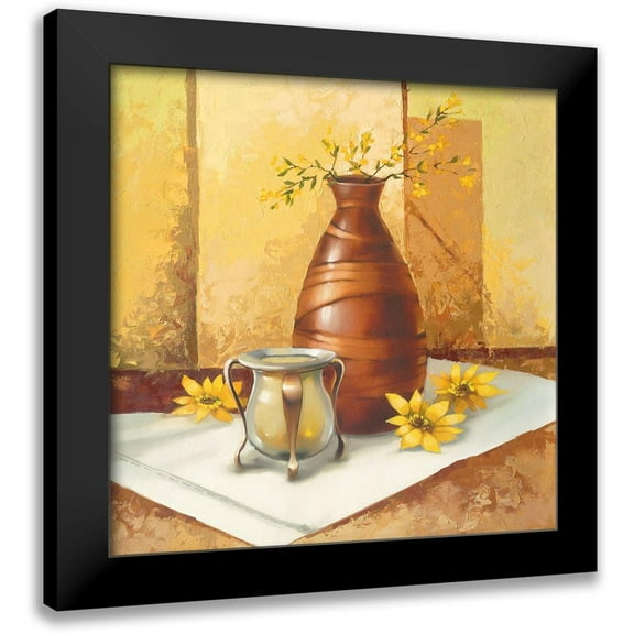Babichev 12x12 Black Modern Framed Museum Art Print Titled - Still-Life WITH SUNFLOWERS
