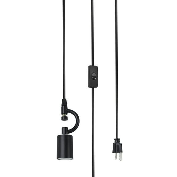 Aspen Creative 21043-1, One-Light Plug-In Swag Pendant Light Conversion Kit in Matte Black