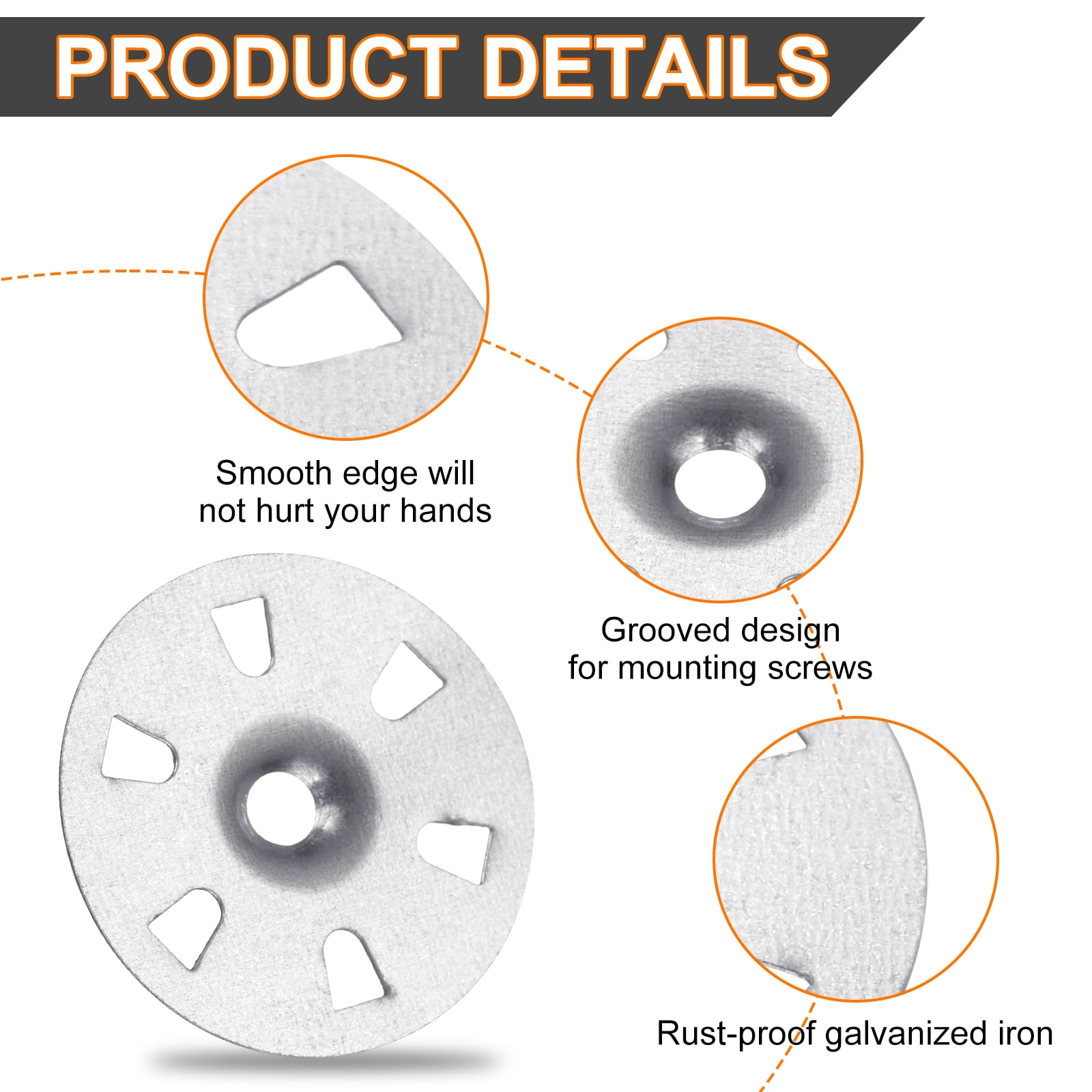 Uxcell 500pcs Foam Board Fasteners Washers 1-3/8 Inch Galvanized Steel Wall Washer for Fixing Fastening Installation Foam Board Panels