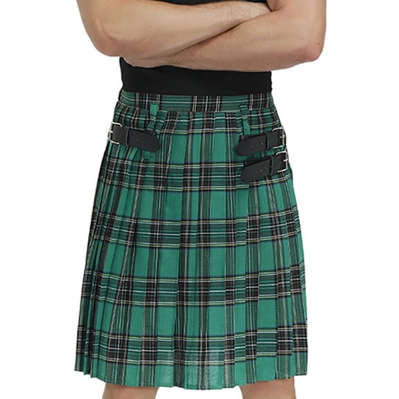 Vjnyvs Scottish Plaid Kilt Scottish Pleated Tartan Skirt Kilts Clothing Traditional Skirt for Men