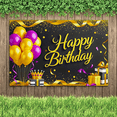 thumbnail image 6 of Black Background Happy Birthday Banner with Gold Purple Balloons Crown Gifts Backdrop Party Decorations Photography Props Birthday Party Supplies, 6 of 7