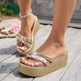 thumbnail image 2 of Wedge Sandals for Women Trendy Dress Summer Slide Shoes Arch Support Walking Sandal Adjustable Ankle Strap Wedges Shoe Gold-6, 2 of 8
