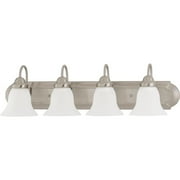 Nuvo Lighting 63324 - 4 Light Brushed Nickel Frosted White Glass Shades Vanity Light Fixture (60-3324)