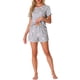 thumbnail image 2 of Conjuntos de pijama para mujer INSPIRE CHIC de 2 piezas, camiseta de manga corta y pantalones cortos, ropa de descanso y pijamas con bolsillos, S, gris claro con estrellas, 2 of 6