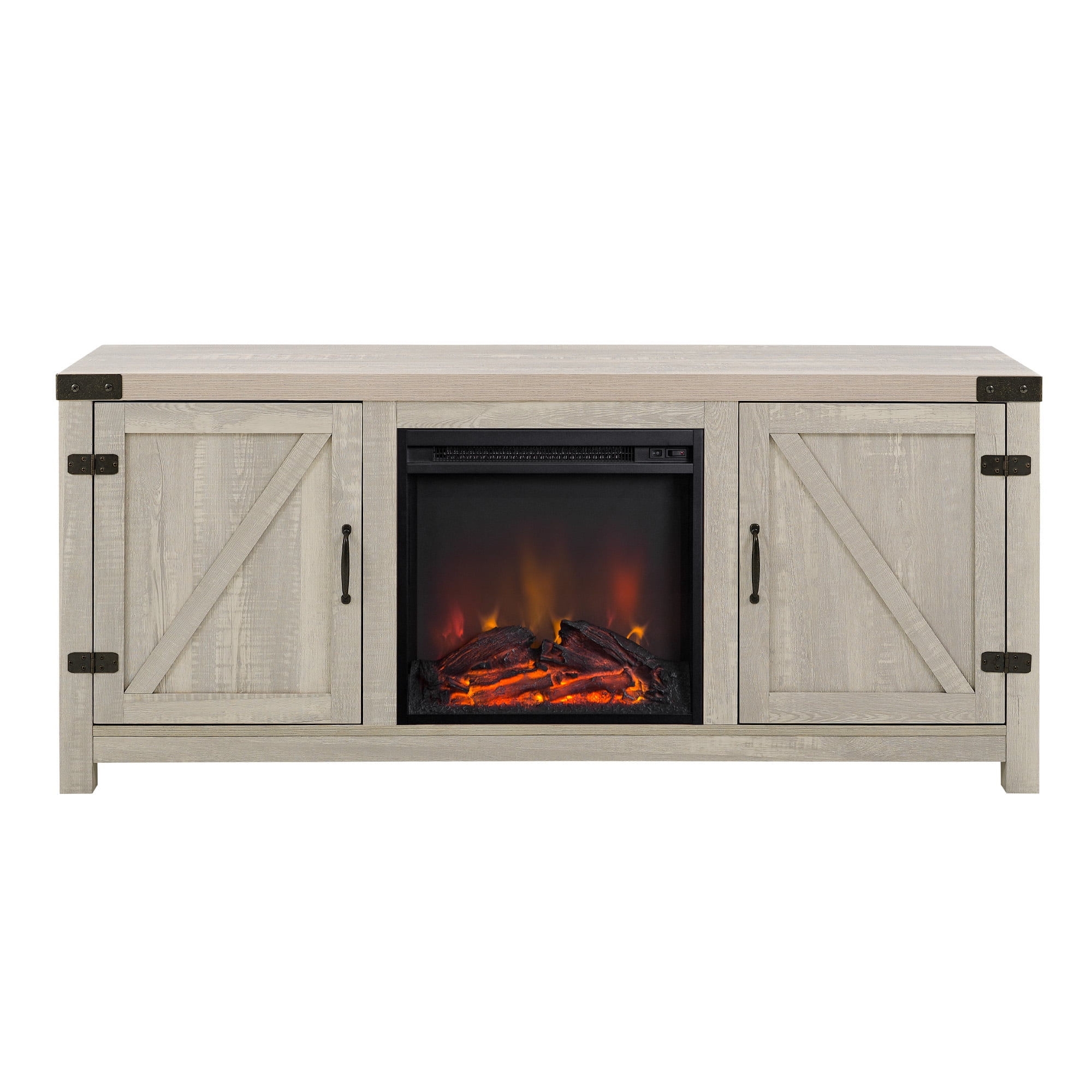 Woven Paths Modern Farmhouse Fireplace TV Stand for TVs up to 65", Stone Grey