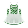 thumbnail image 3 of TSSOE Womens Christmas Candy Cane Leotard Dance Dress with Gloves Xmas Striped Tulle Tutu Dress Green S, 3 of 5