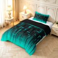 thumbnail image 2 of Manfei Geometric Plaid Twin Comforter Sets,Abstract Grid Bedding Set,Black Teal,Black Reversible,2-Piece,1 Comforter and 1 Pillowcase,2-Piece,1 Comforter and 1 Pillowcase, 2 of 7