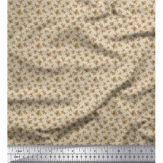 Soimoi Rayon Fabric Leaves & Floral Shirting Printed Craft Fabric by The Yard 42 Inch Wide