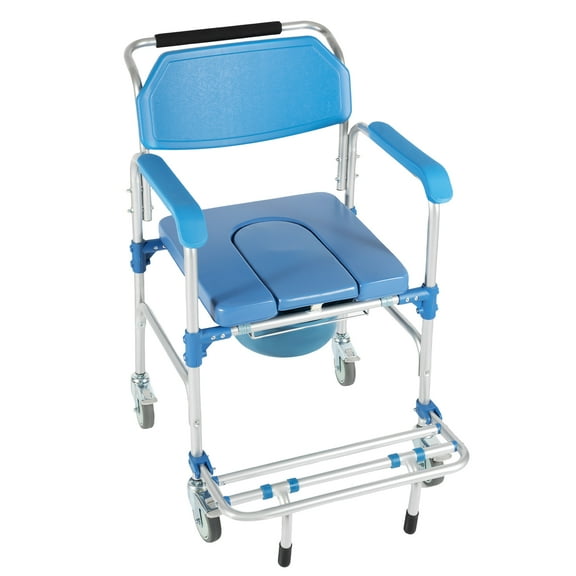 ChicHomey Shower Commode Wheelchair,Multi-Functional Commode Chair 330lbs Max Capacity,for Elderly Disabled with Arms, Anti-Rollover Foot Pedal