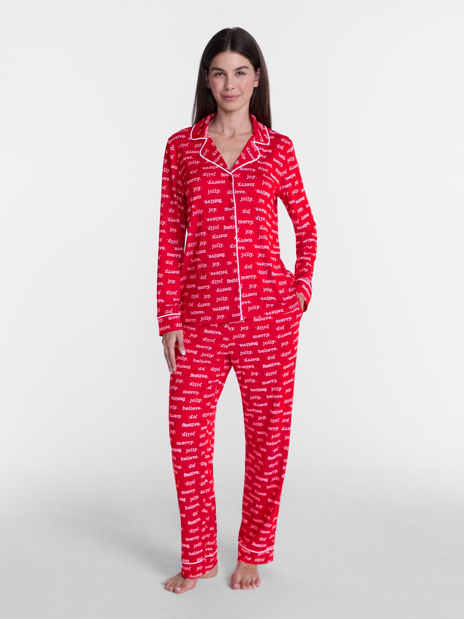 Holiday Time Matching Family Sleepwear Women's Top and Pants Set, 2-Piece, Sizes S-3X