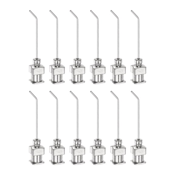 12uds Dispensadoras Agujas, 21 Calibre 1" Inoxidable Acero Romo Punta 45 Grados Dobladas Dispensadoras Agujas para Tinta Cartuchos, Pegamento, Jeringas, Carpintería