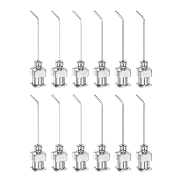 12uds Dispensadoras Agujas, 21 Calibre 1" Inoxidable Acero Romo Punta 45 Grados Dobladas Dispensadoras Agujas para Tinta Cartuchos, Pegamento, Jeringas, Carpintería