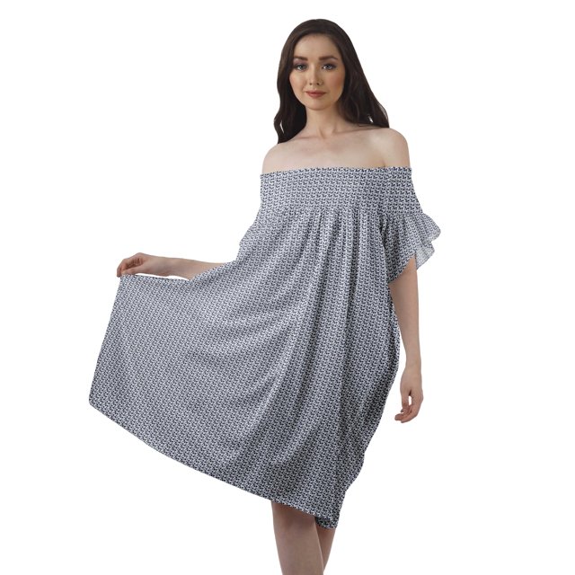 Moomaya Tenue d'Été en Poly-Crêpe Imprimée Robe à Manches Volantées pour Femmes Tenue Décontractée