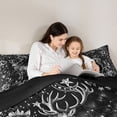 thumbnail image 4 of Manfei Pretty Rose Twin Comforter Sets,Vintage Buck Print Bedding Set,Dark Gray,Black Reversible,2pcs,1 Comforter and 1 Pillowcase, 4 of 7