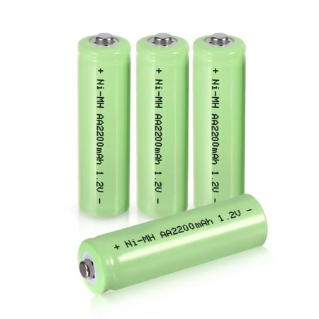 4Pcs 1.2V 2200mAh Tip Head Rechargeable AA Ni-MH Battery Green for Home (Tips For The Best Head)