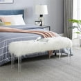 thumbnail image 3 of New Classic Furniture Marilyn 19.25" Upholstered Faux Fur Fabric Bench in White, 3 of 8