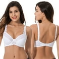 thumbnail image 5 of Curve Muse Plus Size Minimizer Underwire Unlined Bra with Embroidery Lace-3Pack-NAVY,White,SLATE-46DDD, 5 of 8