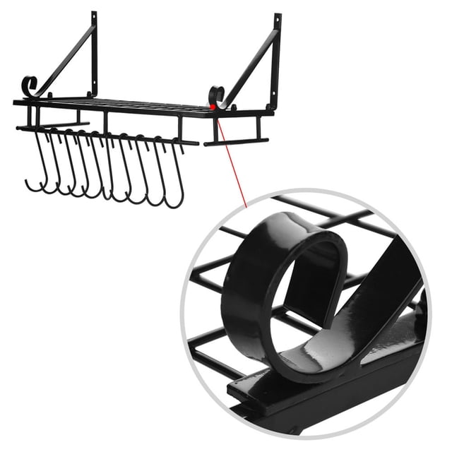 Organizador De Montaje En Pared Para Cacerolas De Cocina, Estante Para Colgar Cacerolas Con 10 Soportes De Gancho, Estante De Almacenamiento De Cocina Para Ahorrar Espacio