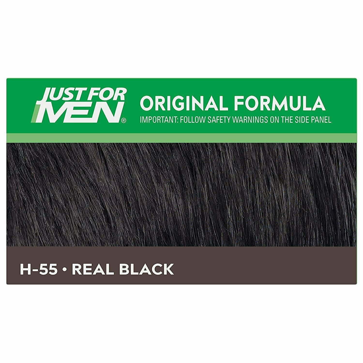 Just For Men Shampoo-In Easy & Fast Hair Color, H-55 Real Black 3 Pack