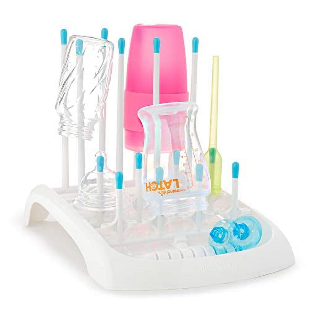 Munchkin Baby Bottle and Sippy Cup Cleaning Set with Fold Drying Rack and Bristle Brush, Blue