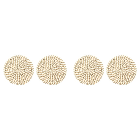 Fall Rope Coasters 4.3 Inch Woven Absorbent Drink Coasters Non- Heat Resistant Cute Holiday Home Decor Boho Neutral Coasters for Coffee Bar Farmhouse Table Desk 4PC