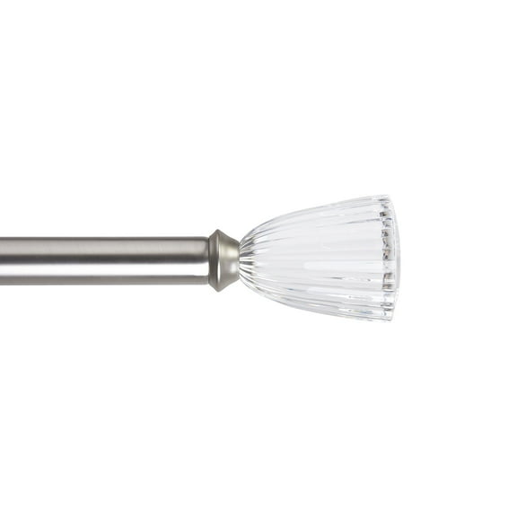 Better Homes & Gardens Clear Fluted 1" Single Curtain Rod, 42"-120", Nickel