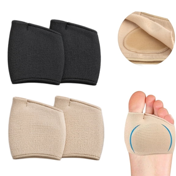 Artrylin 2 Pairs Metatarsal Pads for Ball of Foot Cushion,Soft Metatarsal Sleeve Pads,Half Toe Bunion Sleeve,Foot Care Forefoot Pad,Gel Sleeves Cushions Pad for Supports Feet Pain Relief (L)Black Bei