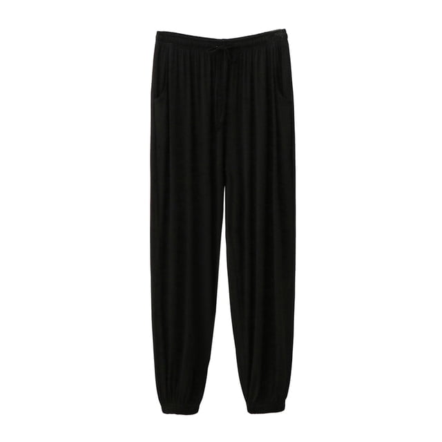 zbxnLI Pajama Pants for Men Elastic Waist Drawstring Solid Color Soft Stretch Sleep Pants Loungewear