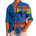 thumbnail image 1 of Camisas Para Hombre Camisa de manga larga con cuello vuelto y estampado de música informal para hombre (Blue, M), 1 of 7