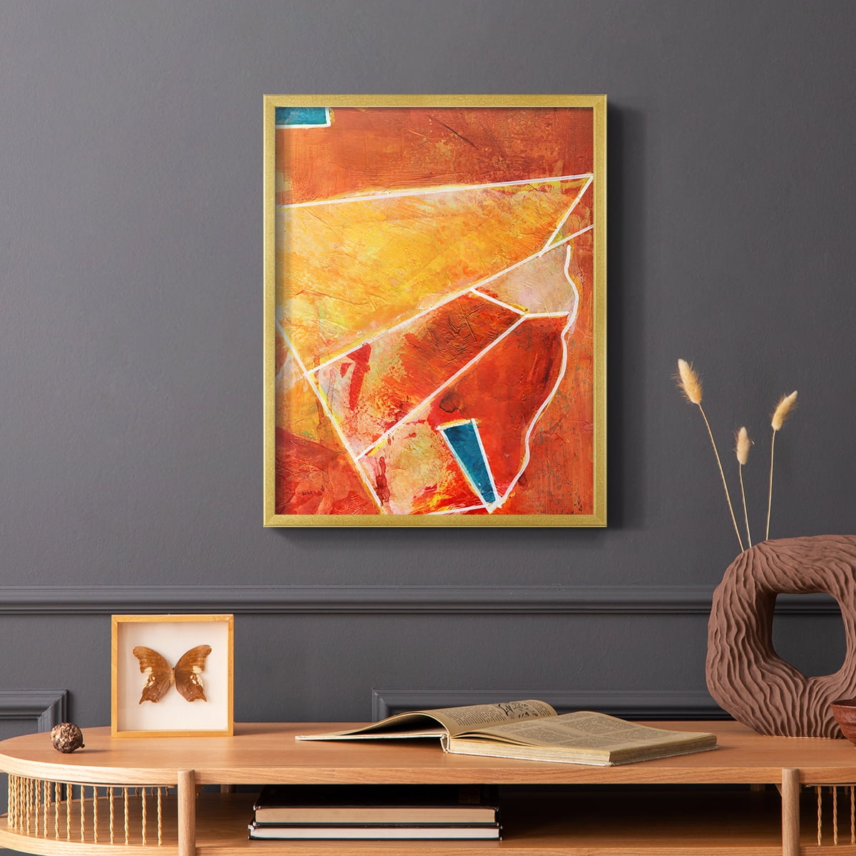 Primary Connection III Framed Print in Gold Solid Wood Framed Print No Nail Hanging