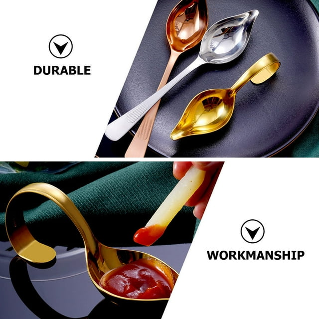AURARMLET Stainless Steel Saucier Spoon Set for Home Use Safe and Ergonomic Handle 3 Pieces Silver
